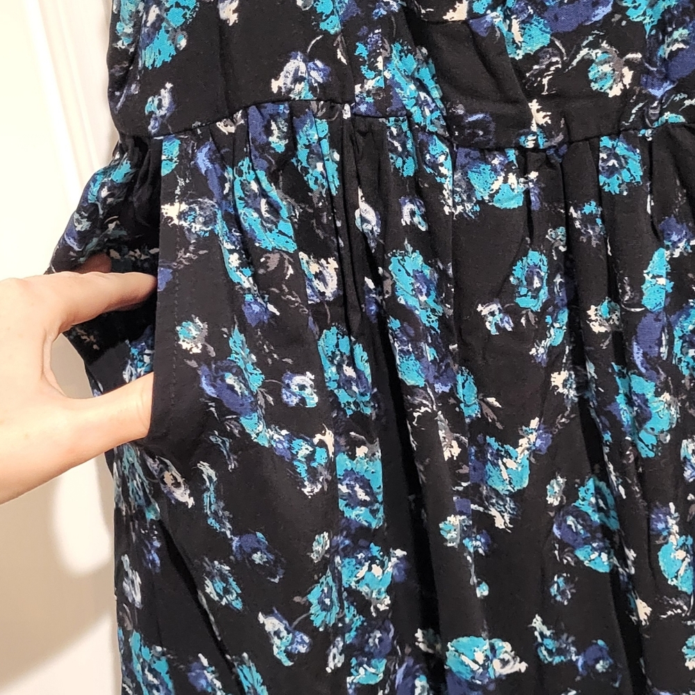 Torrid Blue and Black Floral Challis Midi Dress - Picture 5 of 9